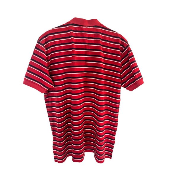 Polo by Ralph Lauren Men's Red Navy Striped Short Sleeve Polo Shirt SZ Medium - Picture 2 of 7